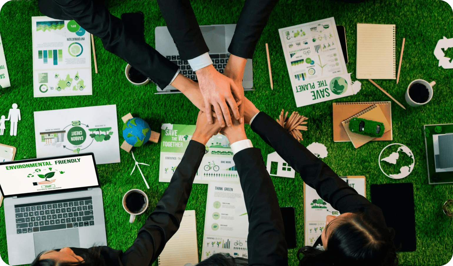 Team working on reports